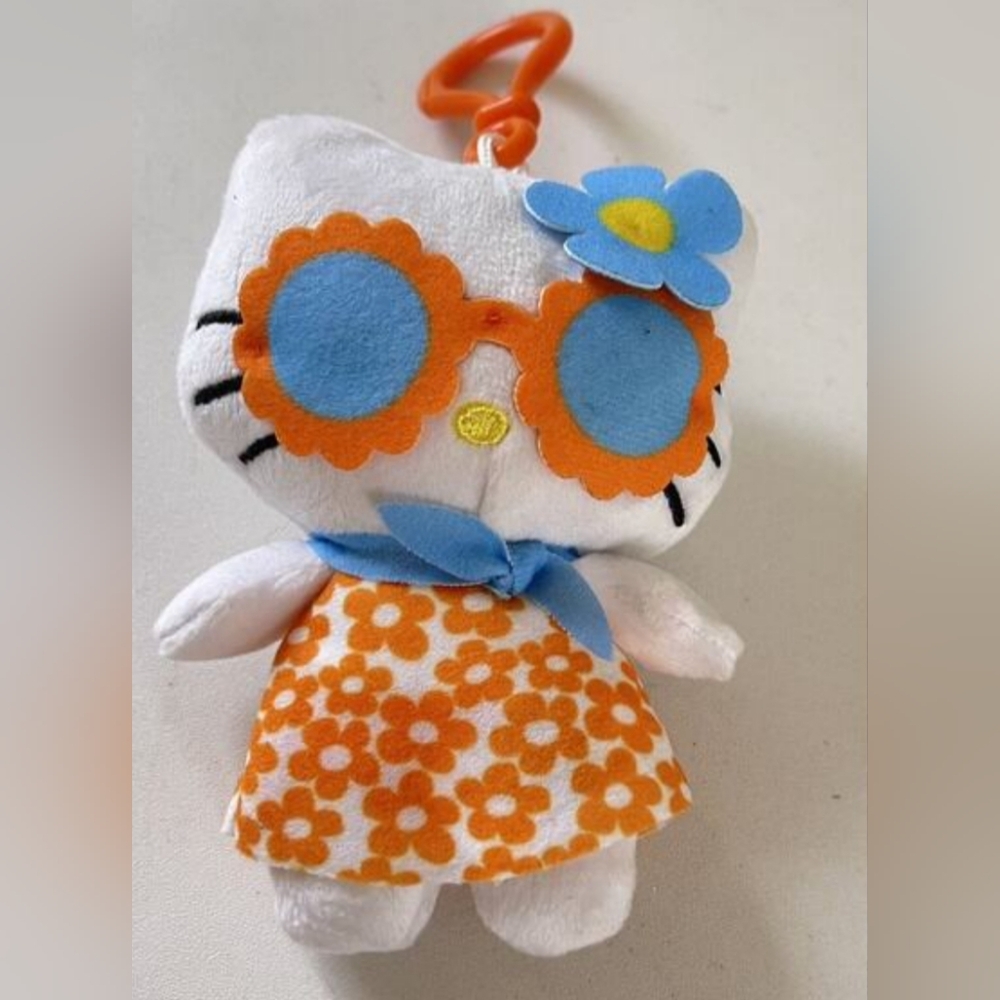 Hello Kitty 60s Orange Flower Power Series 3 Plush Groovy Dress.& Sunglasses